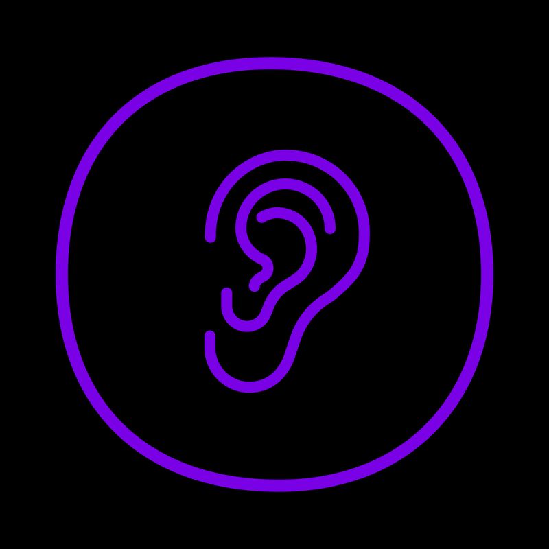 Icono de oreja en morado