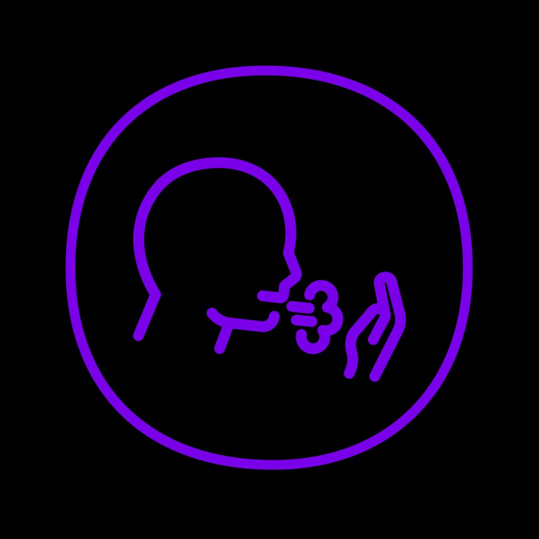 Icono morado persona soplando
