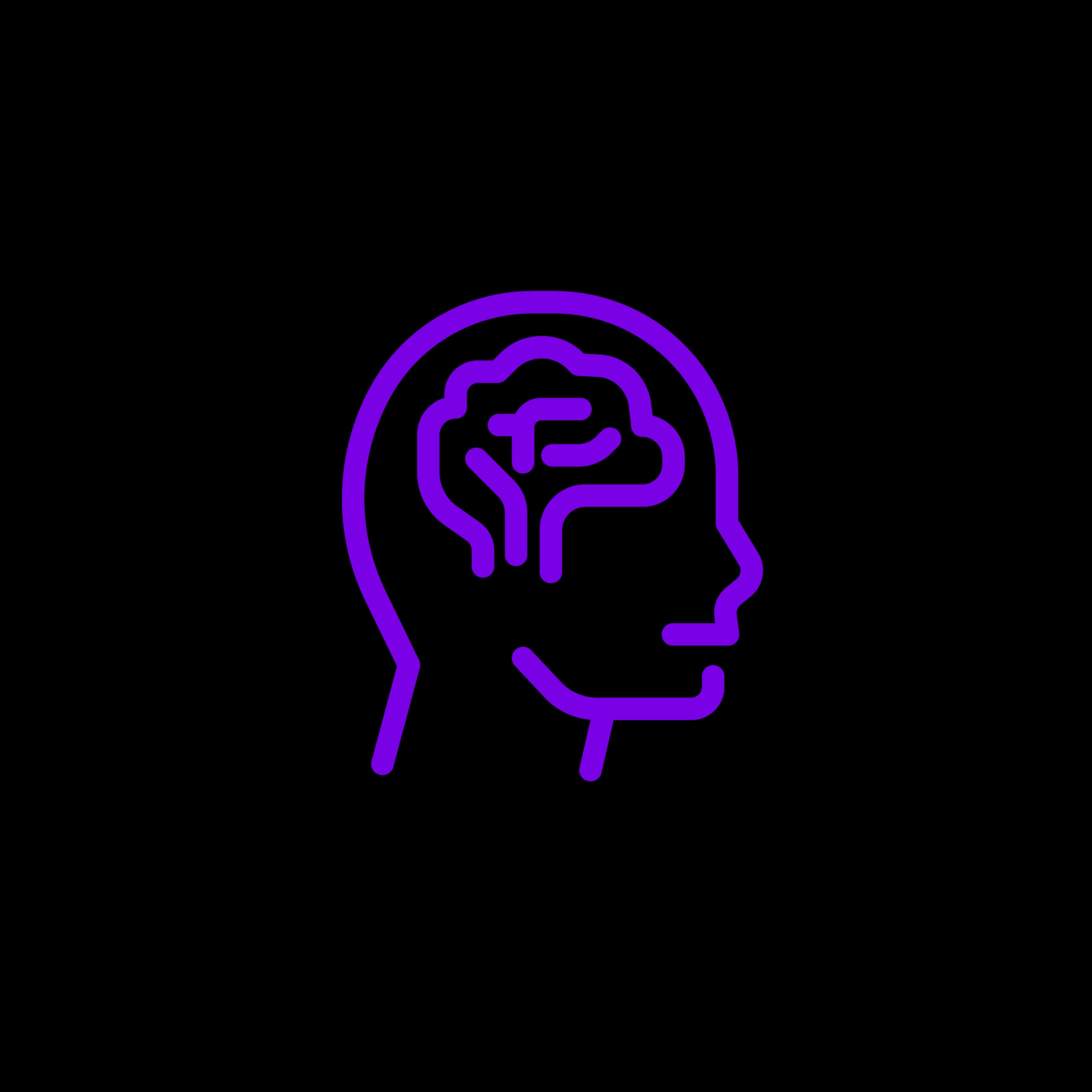 Icono morado de un cerebro