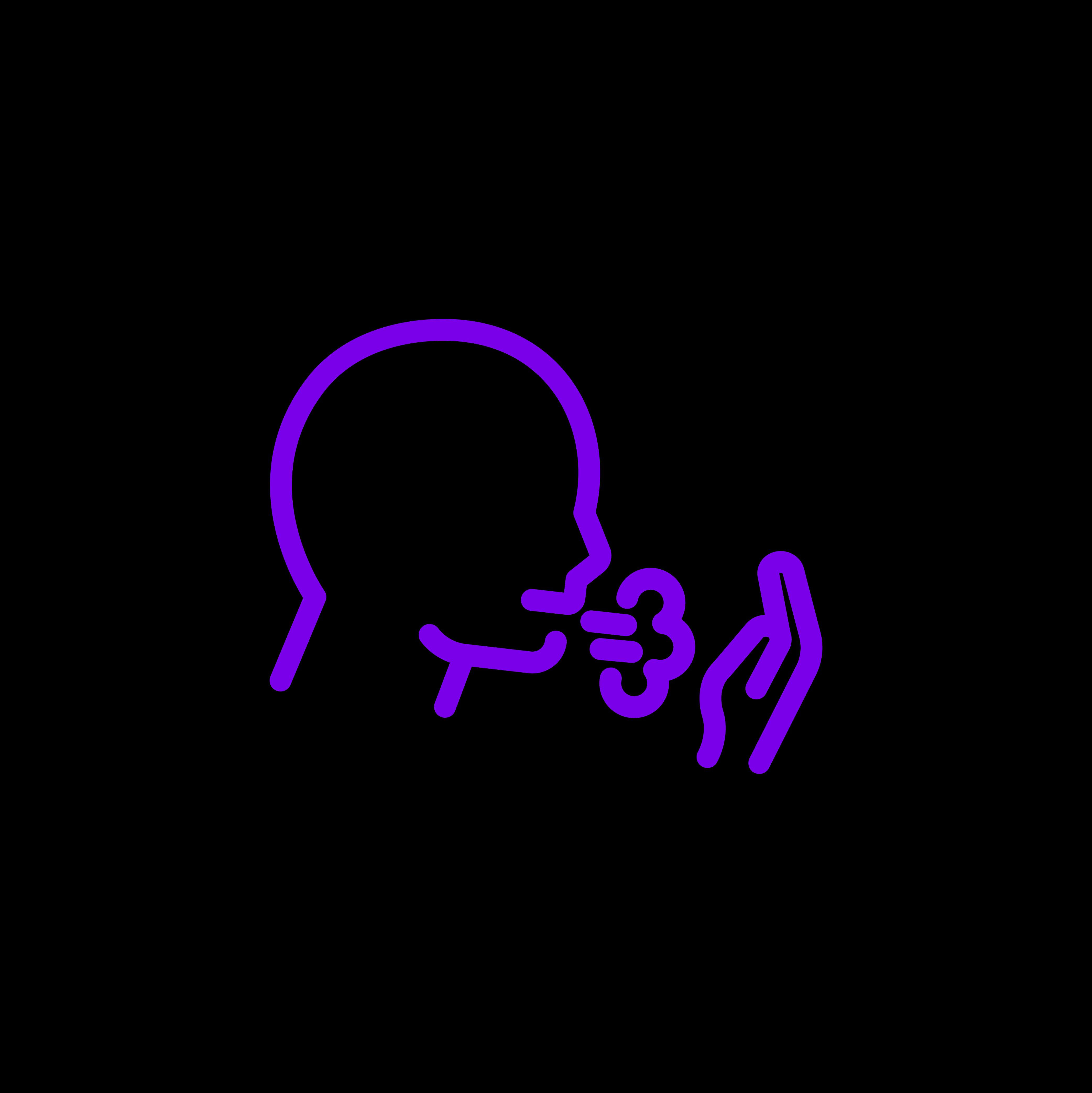 Icono morado persona soplando
