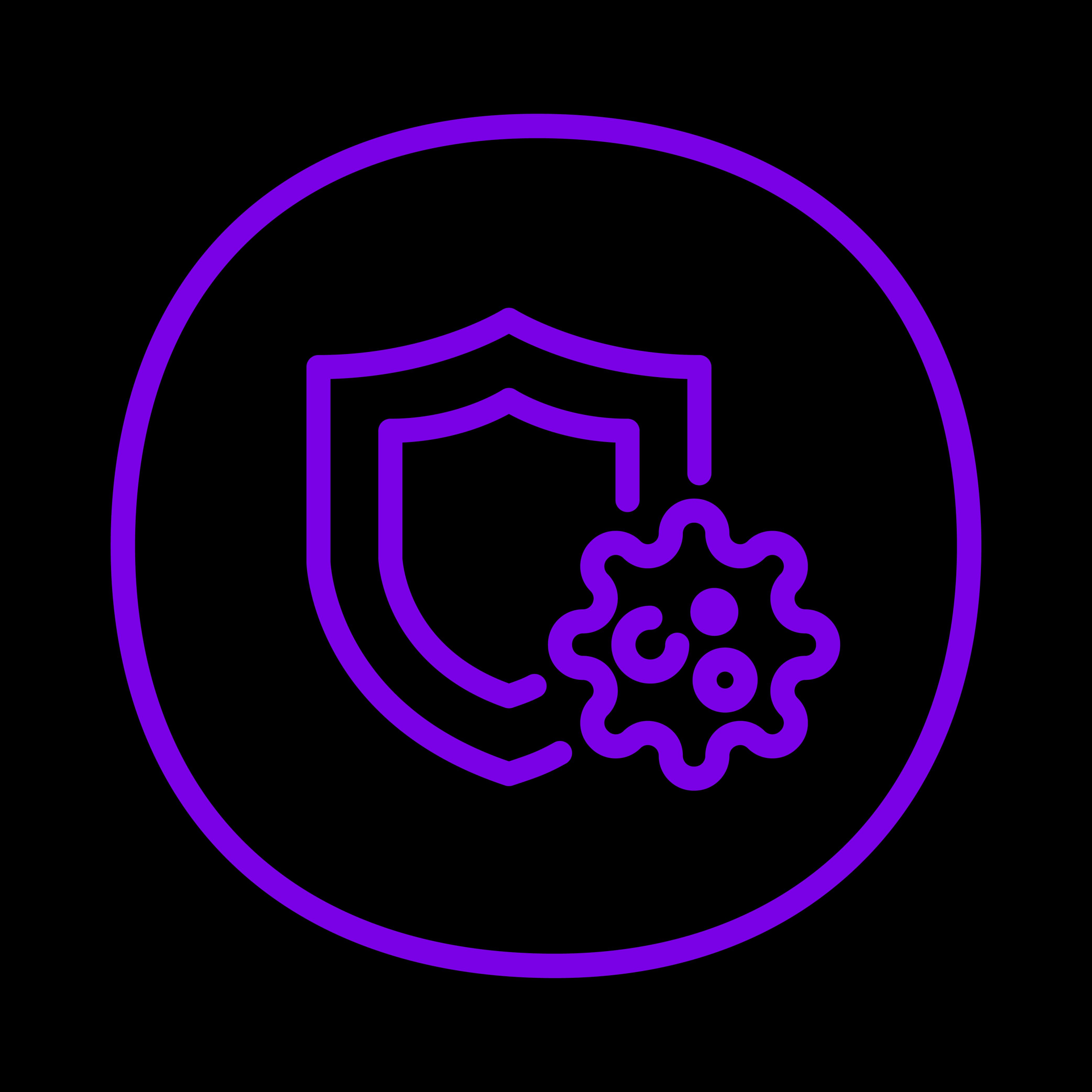 Icono morado de escudo contra un virus