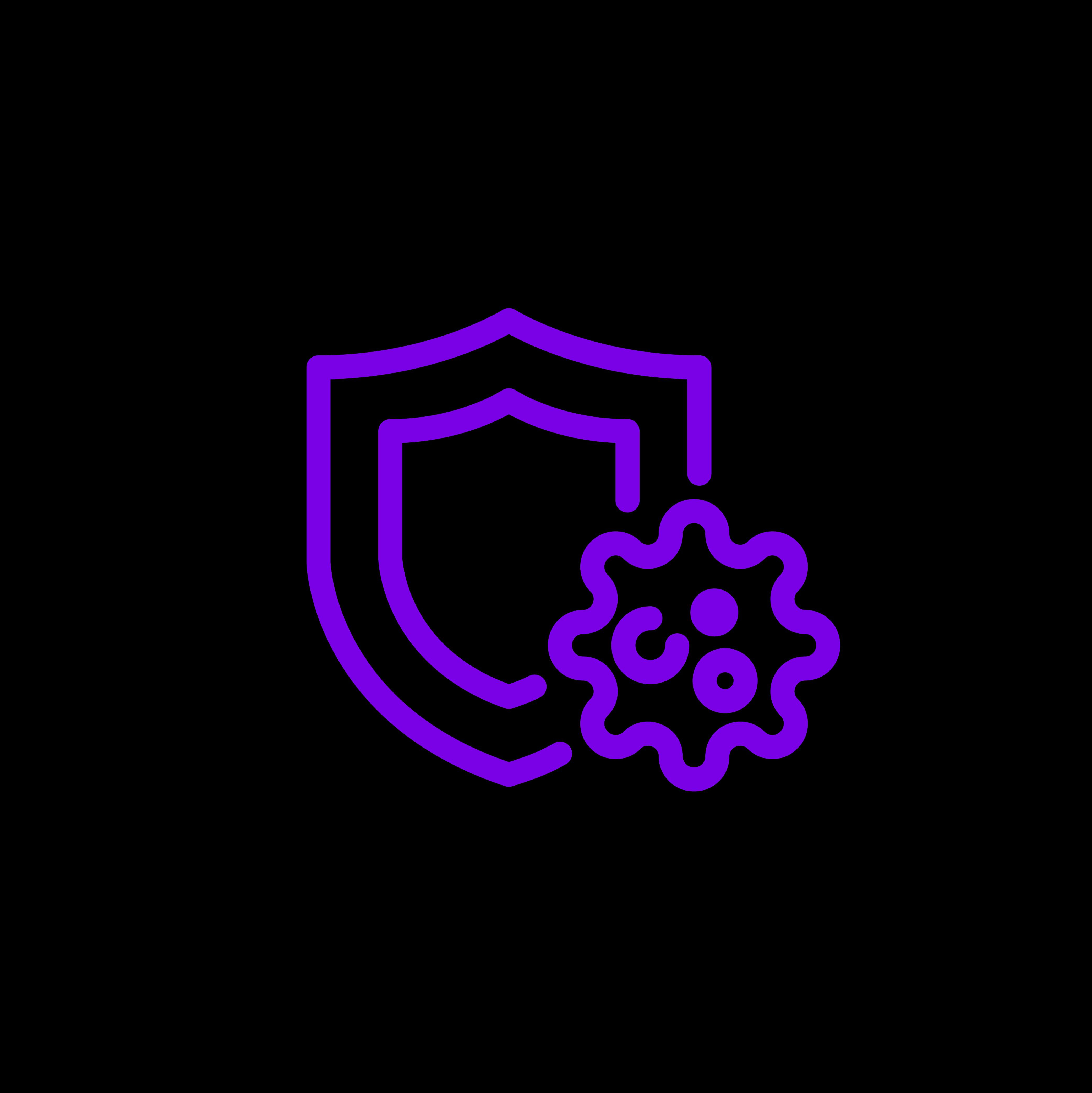 Icono morado de escudo contra un virus