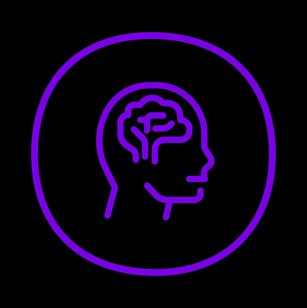 Icono morado de un cerebro