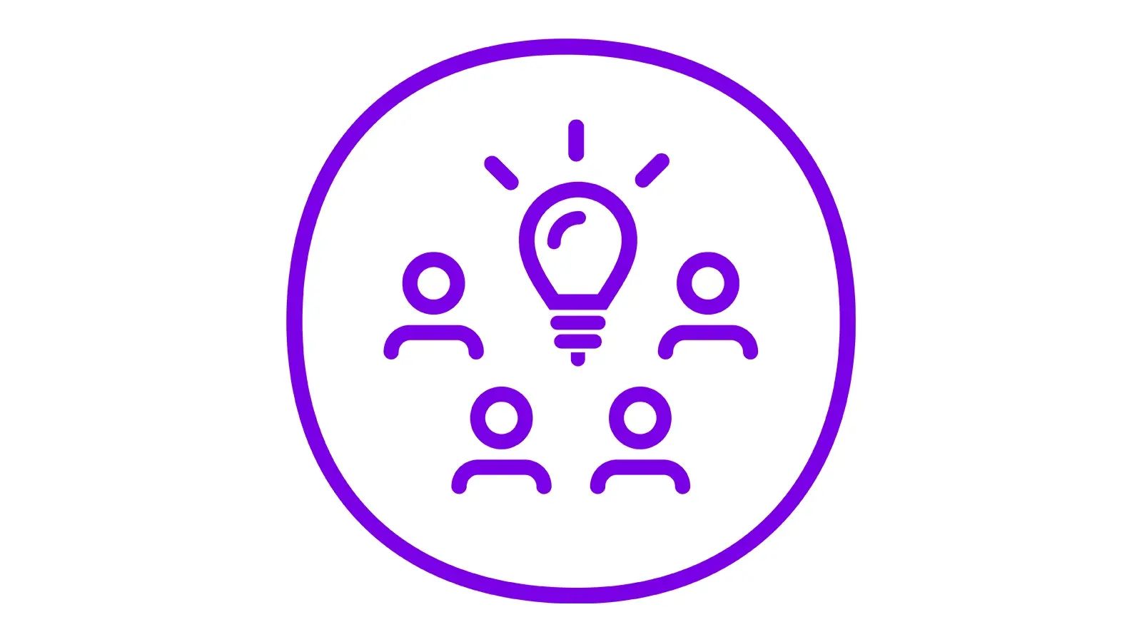 Pictogram of people surrounding light bulb