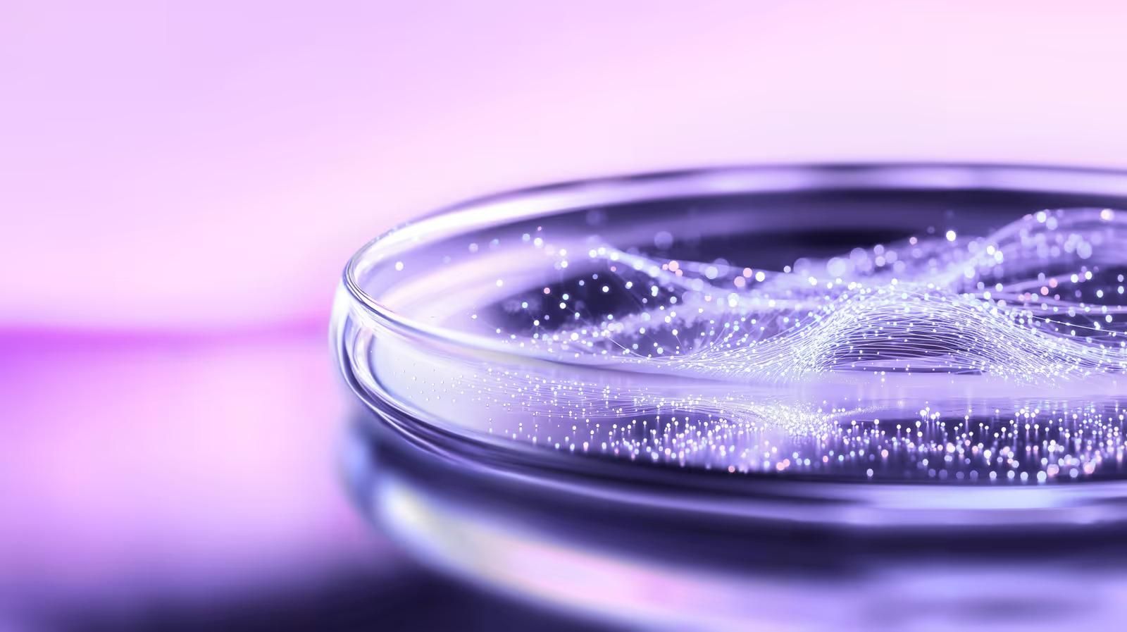 AI-generated image of petri dish symbolizing Sanofi as an R&D-driven, AI-powered biopharma company