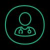 Stylized icon of a doctor