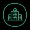 Stylized icon of a hospital 