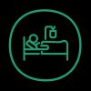 Stylized icon of a hospitalised patient