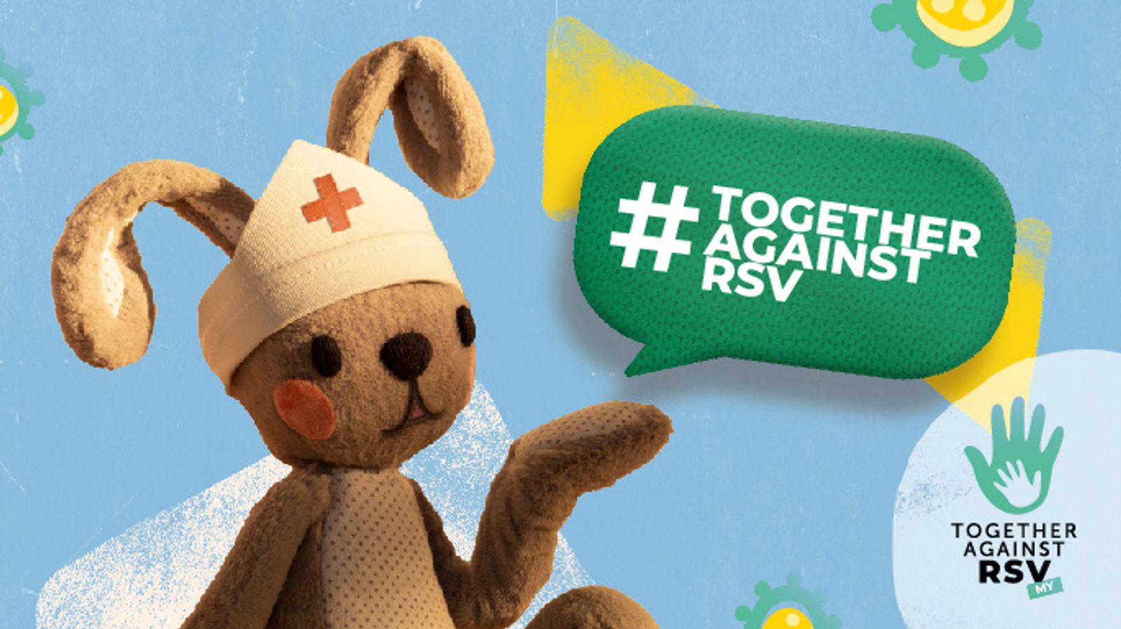 A rabbit with the campaign slogan #TogetherAgainstRSV
