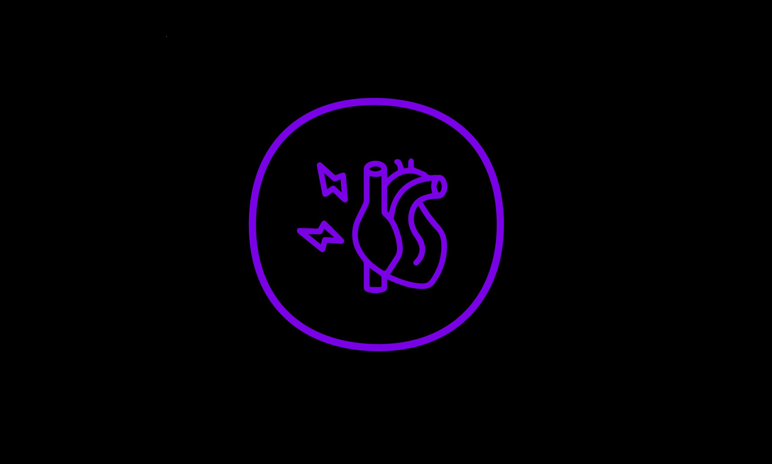 Pictograma morado de un corazón en referencia a los riesgos cardiovasculares de influenza