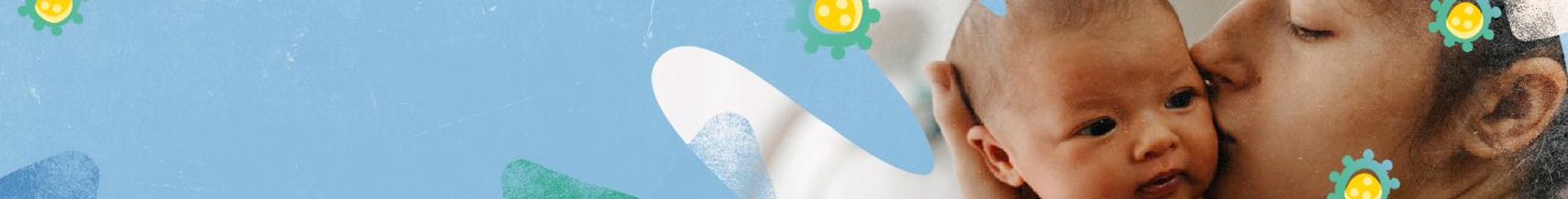 Banner de una madre dando un beso en la mejilla a su bebé.