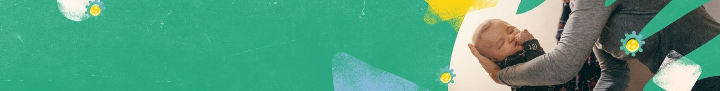 Banner de una madre sujetando en brazos a su bebé recién nacido.