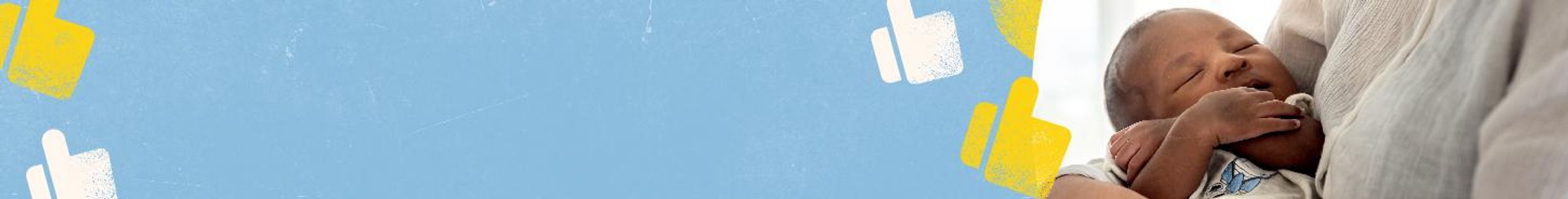 Banner de un bebé durmiendo en brazos de su madre.