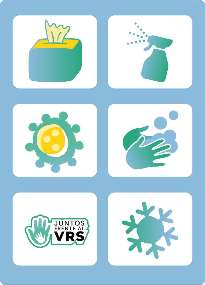 Compilación de pegatinas sobre el VRS para utilizar en redes sociales.