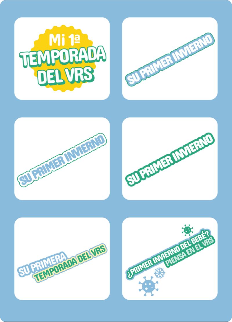 Compilación de pegatinas sobre el VRS para utilizar en redes sociales.