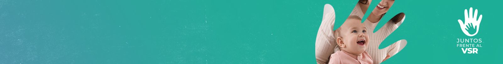 Imagen con foto de bebé y logo de la campaña "juntos frente el VSR"