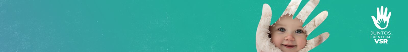 Imagen con foto de bebé y logo de la campaña "juntos frente el VSR"