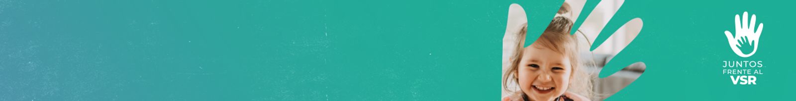 Imagen con foto de bebé y logo de la campaña "juntos frente el VSR"