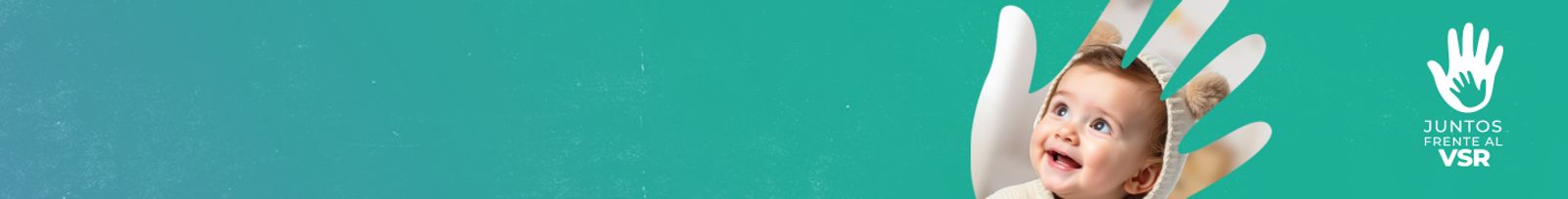 Imagen con foto de bebé y logo de la campaña "juntos frente el VSR"
