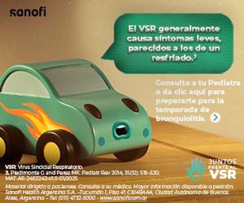 Imagen de un coche diciendo que el VSR generalmente causa sintomas leves como los de un resfriado