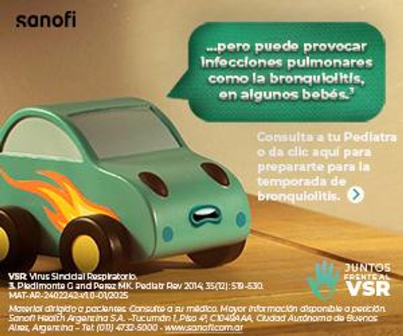 Imagen de un coche diciendo que el VSR, en ocasiones, puede provocar bronquiolitis en algunos bebés