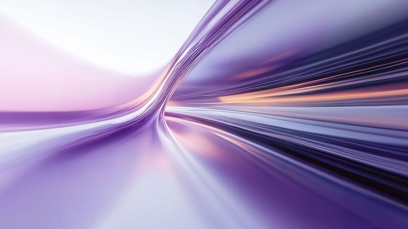 Abstract background with smooth, flowing purple and light blue trails.
