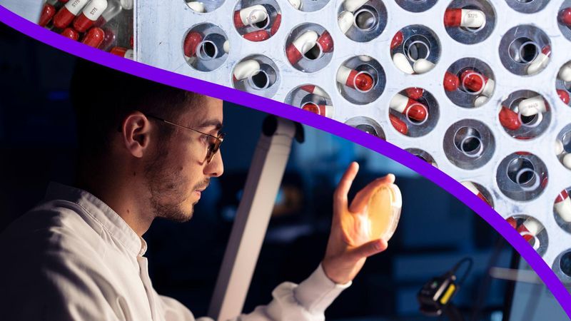 Sébastien Duhamel et Marjorie Lecomte, techniciens en production pharmaceutique, exploitent les analyses avancées, les systèmes de production pilotés par l’IA et l’innovation digitale sur le site de Sanofi au Trait, en France.