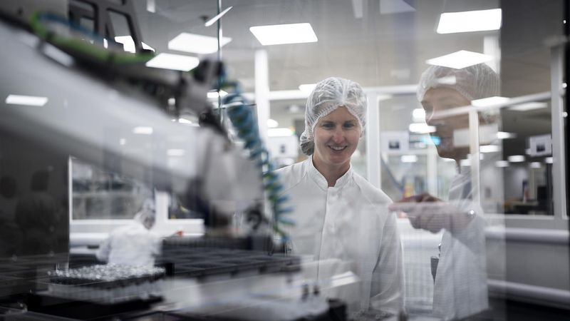 Scientists working together in a laboratory environment