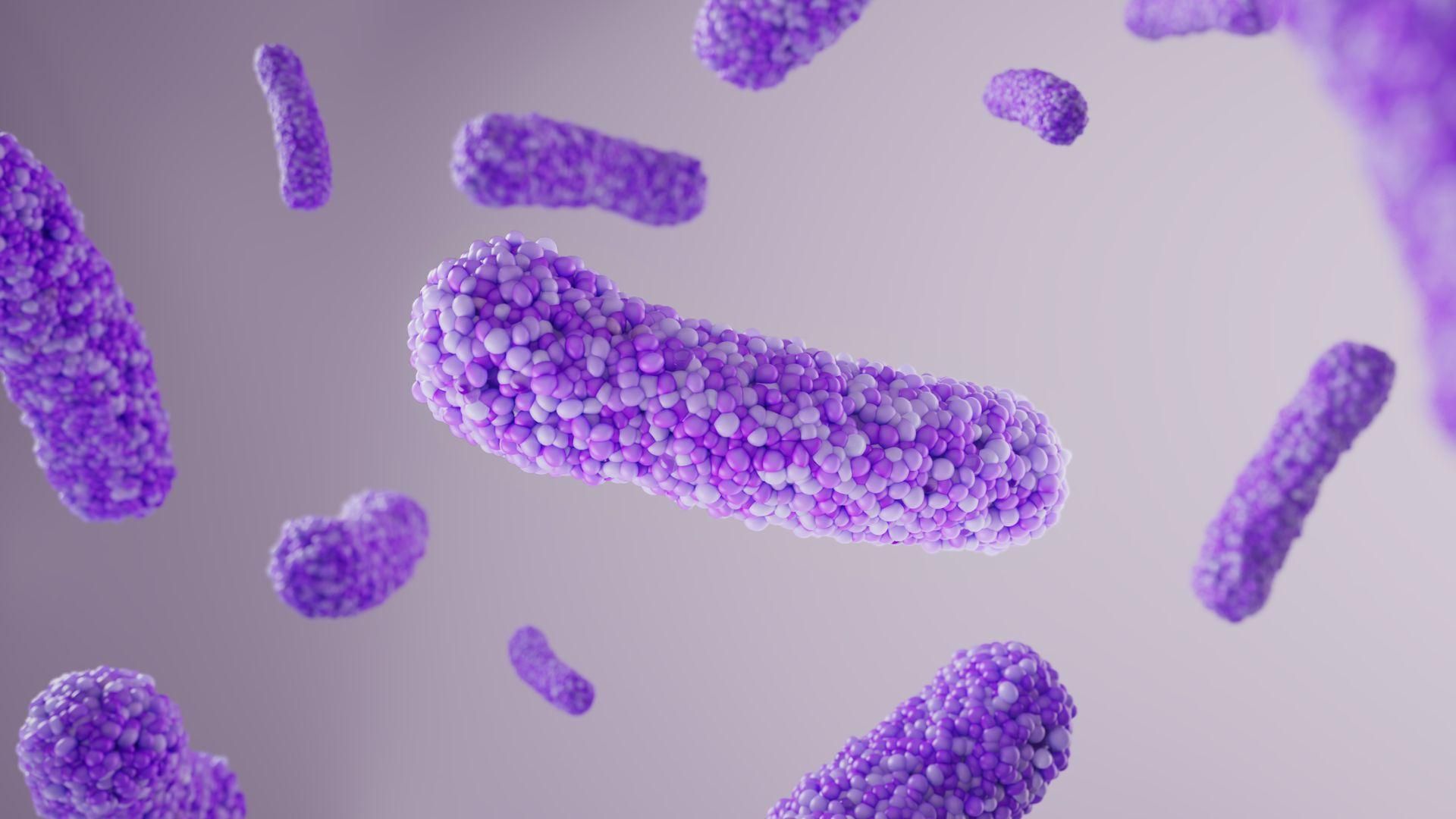 3D visualization of multiple acne lesions on a purple gradient background